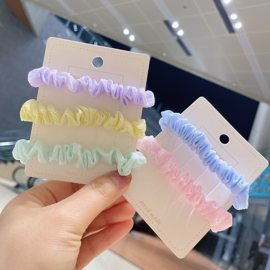 Dây buộc tóc co giãn tốt màu pastel đáng yêu
