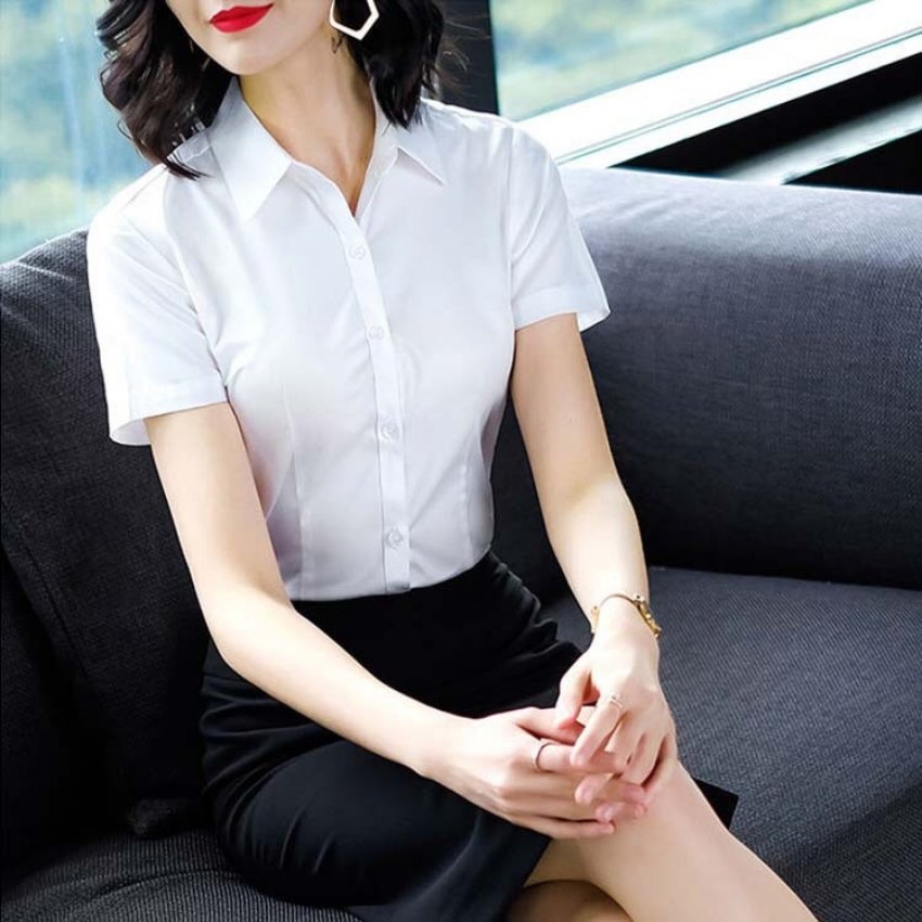 Áo Sơ Mi Nữ Trơn Ngắn Tay Công Sở Cực Đẹp PONIVA