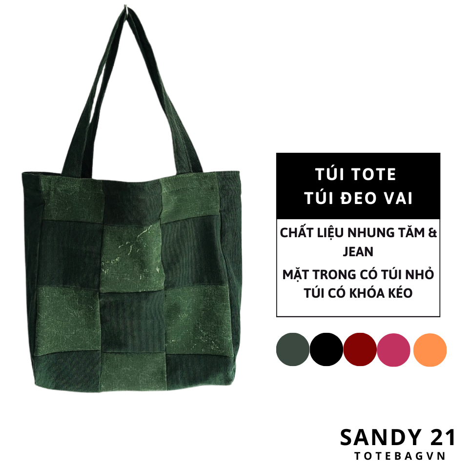 Túi tote cỡ lớn, Túi tote caro, phong cách Ulzzang, Ảnh Shop tự chụp, hàng có sẵn