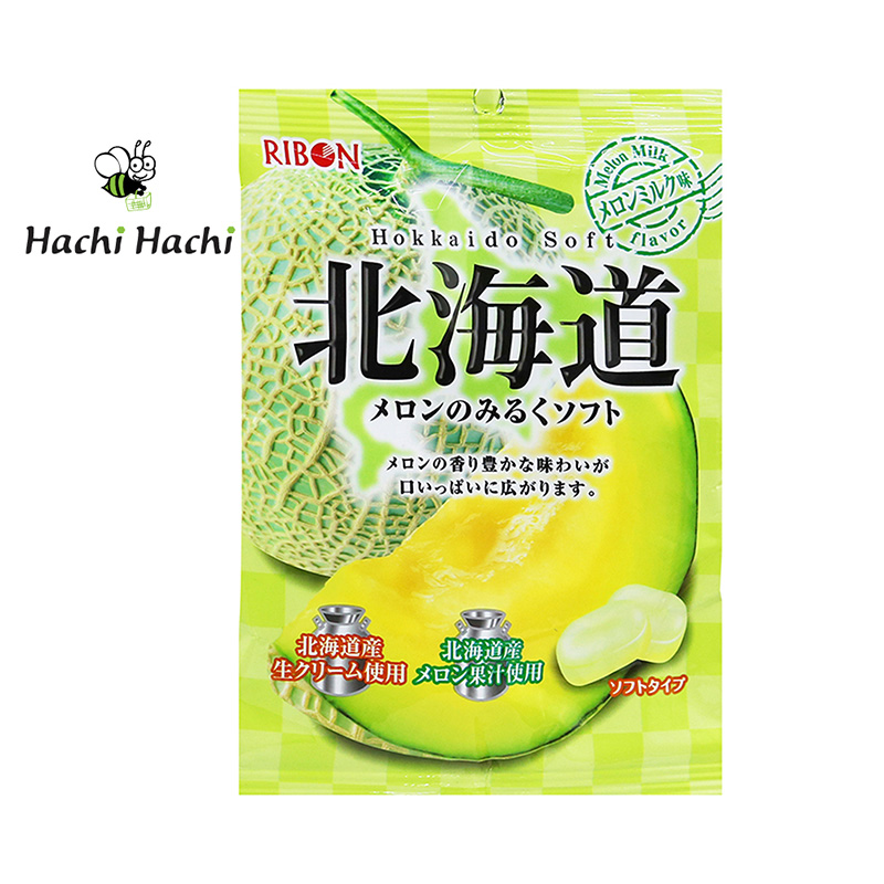 Kẹo sữa dưa lưới Hokkaido Ribon 60g - Hachi Hachi Japan Shop