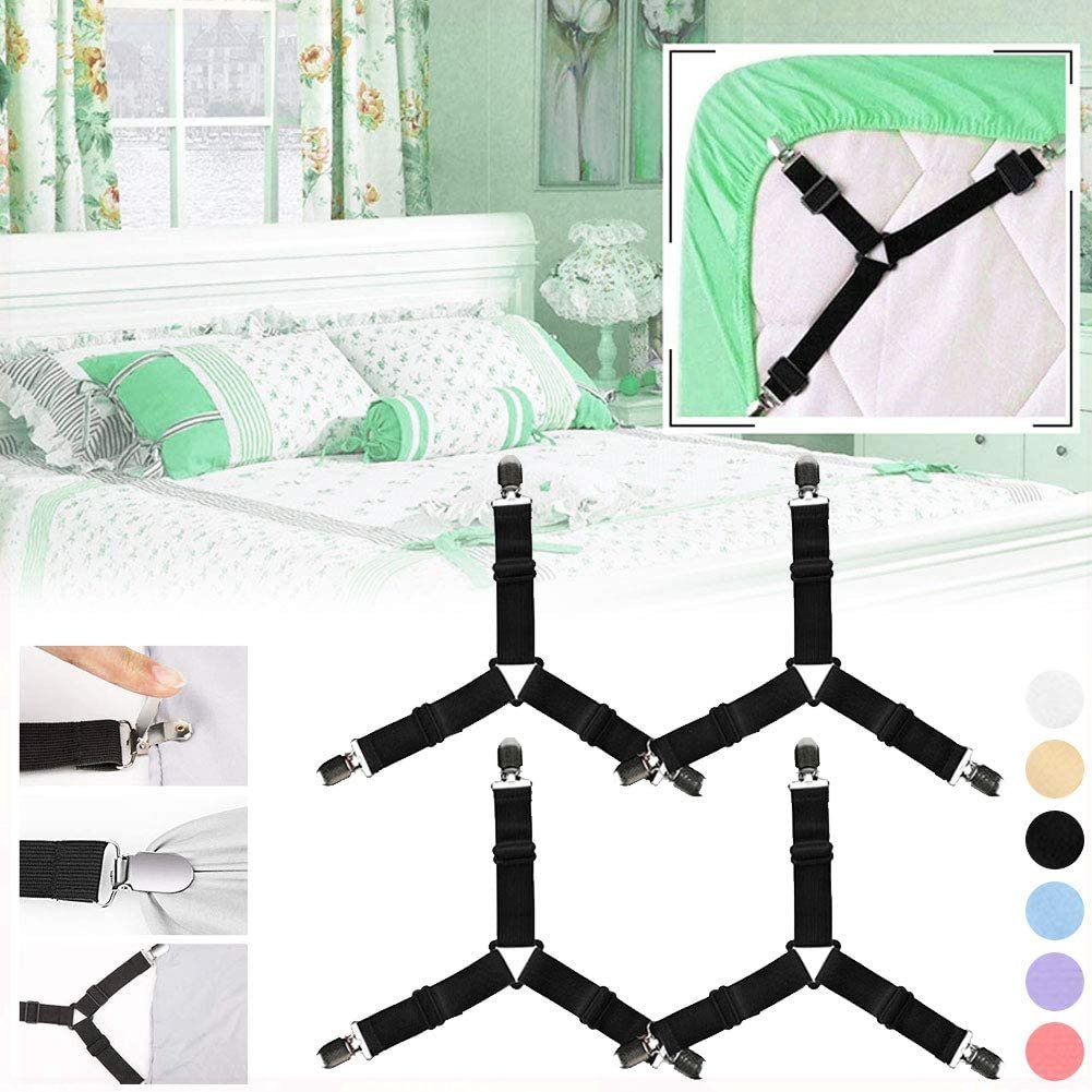 Bộ kẹp ga giường - kẹp drap giường nệm giữ cố định chống xê dịch tụt góc [ Combo 4 dây ]