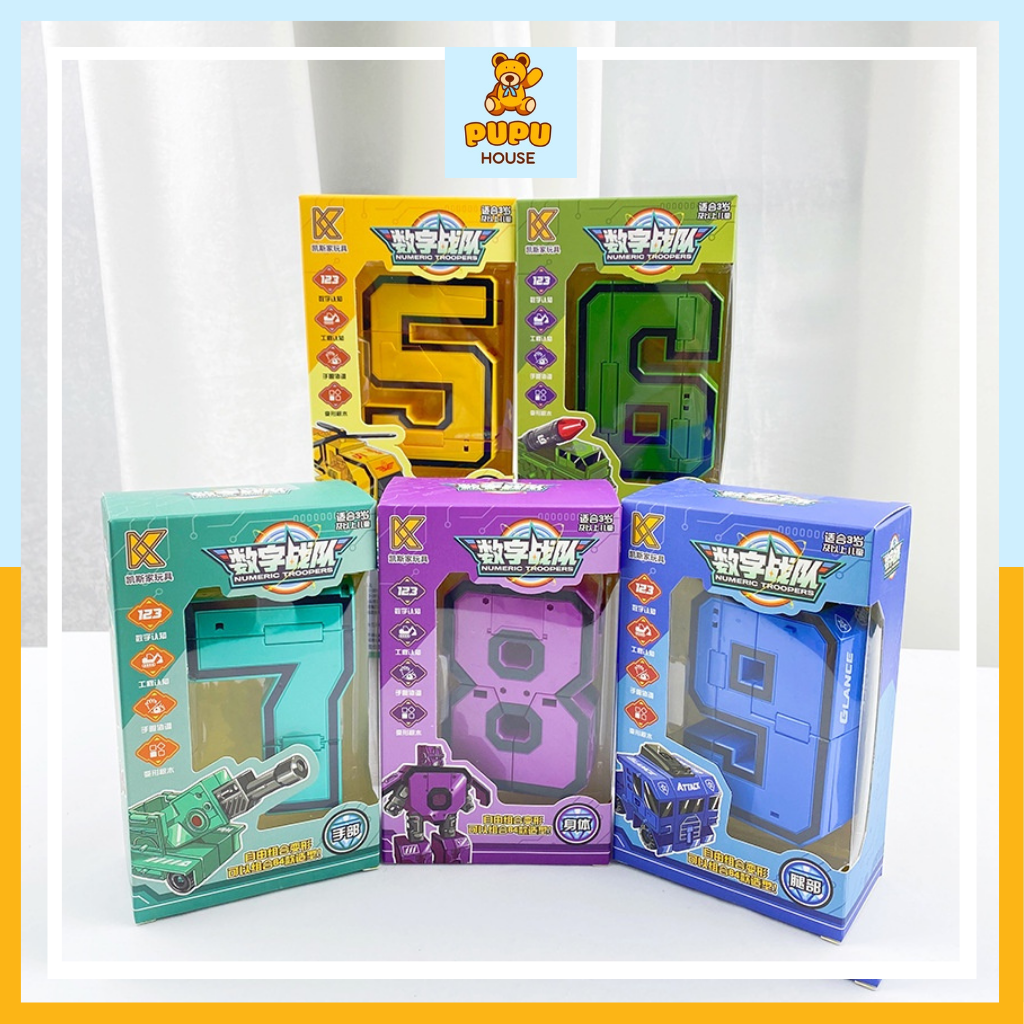 Đồ Chơi Robot Số Robot Biến Hình Robot Số Từ 0-9 Đồ Chơi Lắp Ráp Con Số Biến Hình Có Thể Ráp Thành