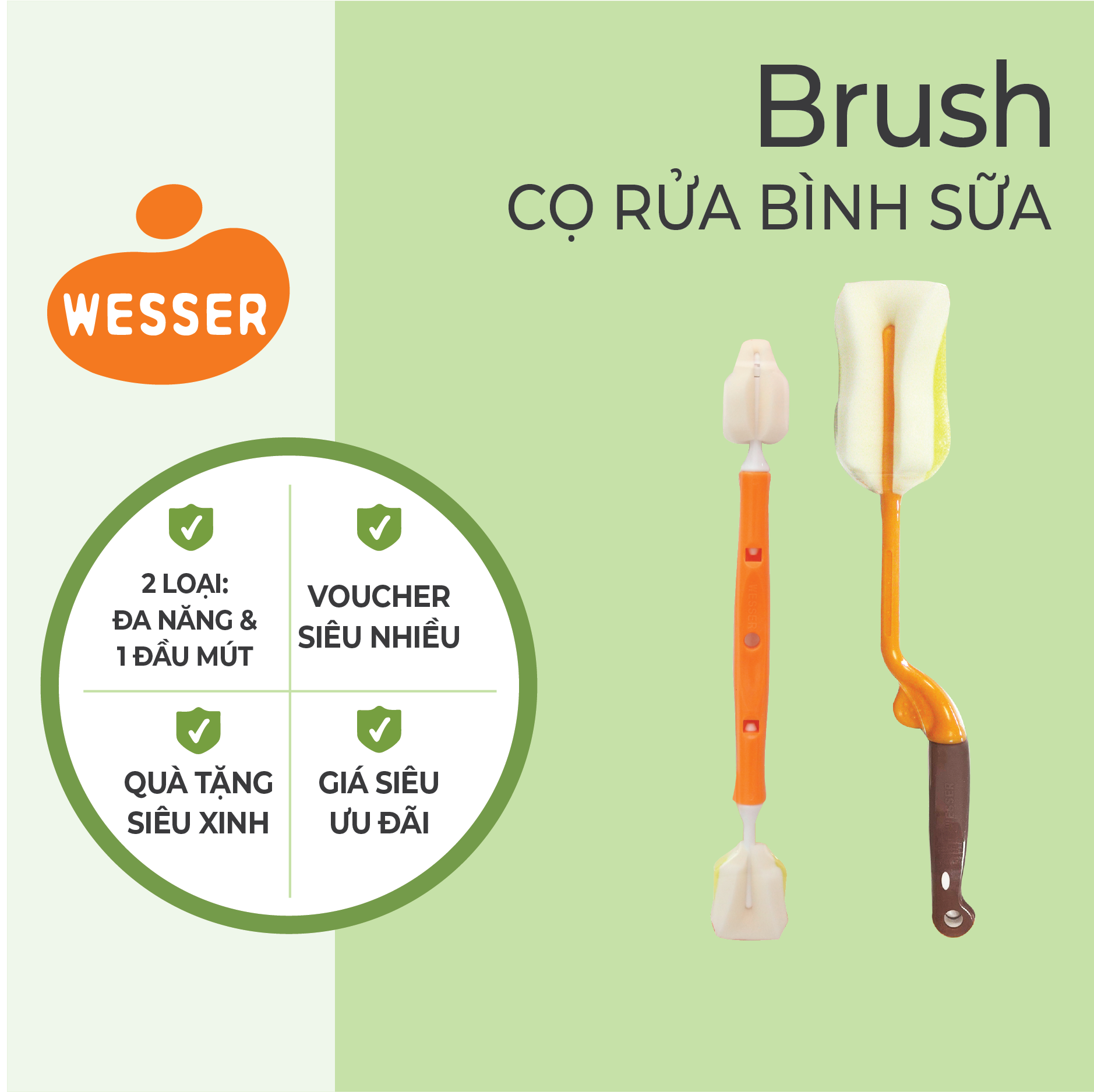 Dụng cụ vệ sinh bình sữa Wesser