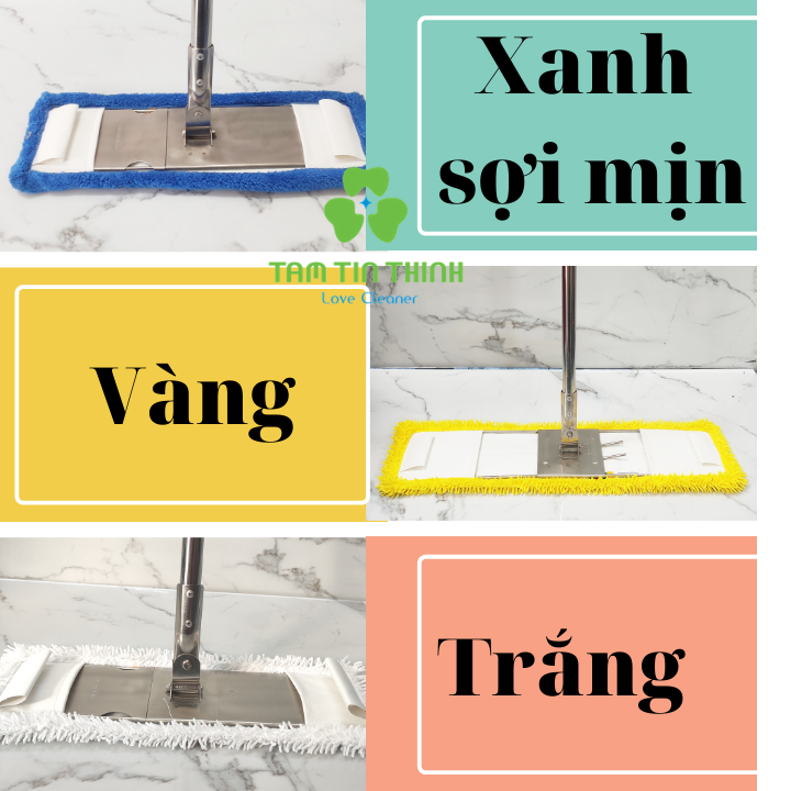 Cây lau sàn 45cm sợi san hô cán thằng inox chuyên vệ sinh công nghiệp