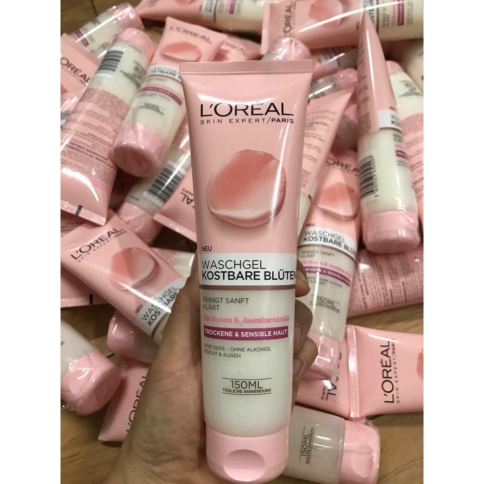 Sữa rửa mặt loreal chiết xuất 100% hoa hồng tươi