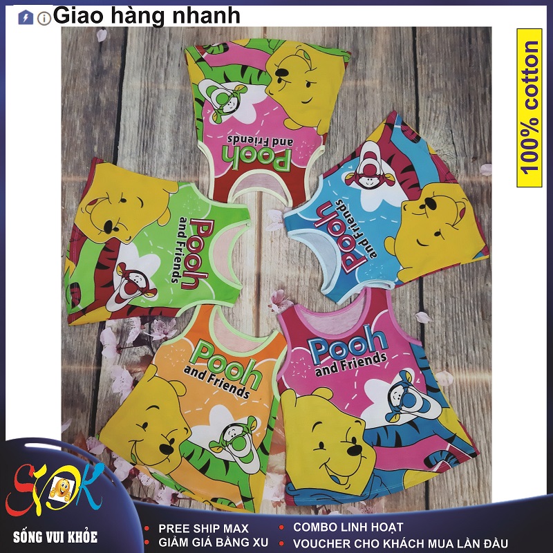 Áo cho bé gái (6-12)kg thun cotton Pooh and Friends