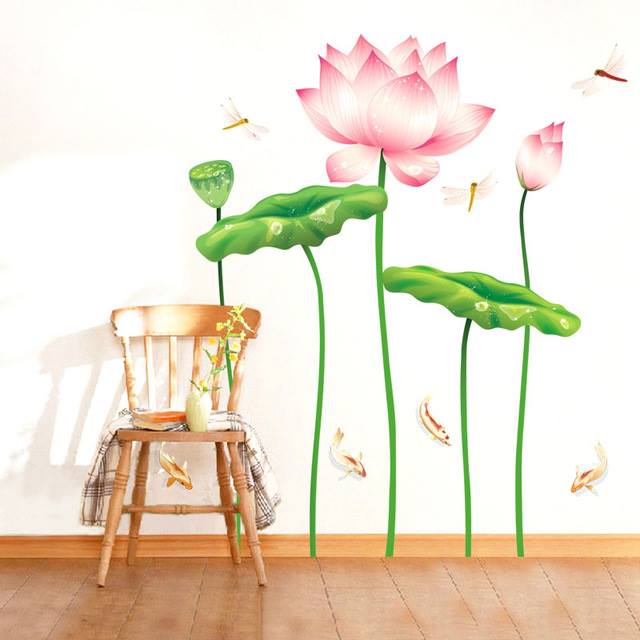 [HCM]DECAL DÁN TƯỜNG HOA SEN HỒNG 12