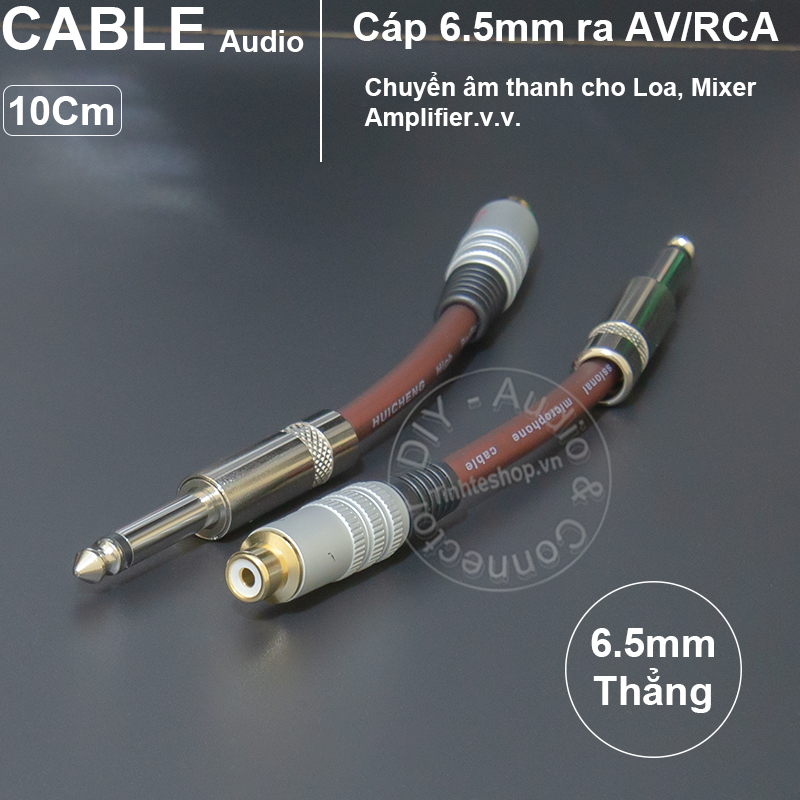 Jack 6 ly ra hoa sen cho mixer loa sound card.v.v. - cáp av cái sang 6.5mm đực 10cm 1 cặp