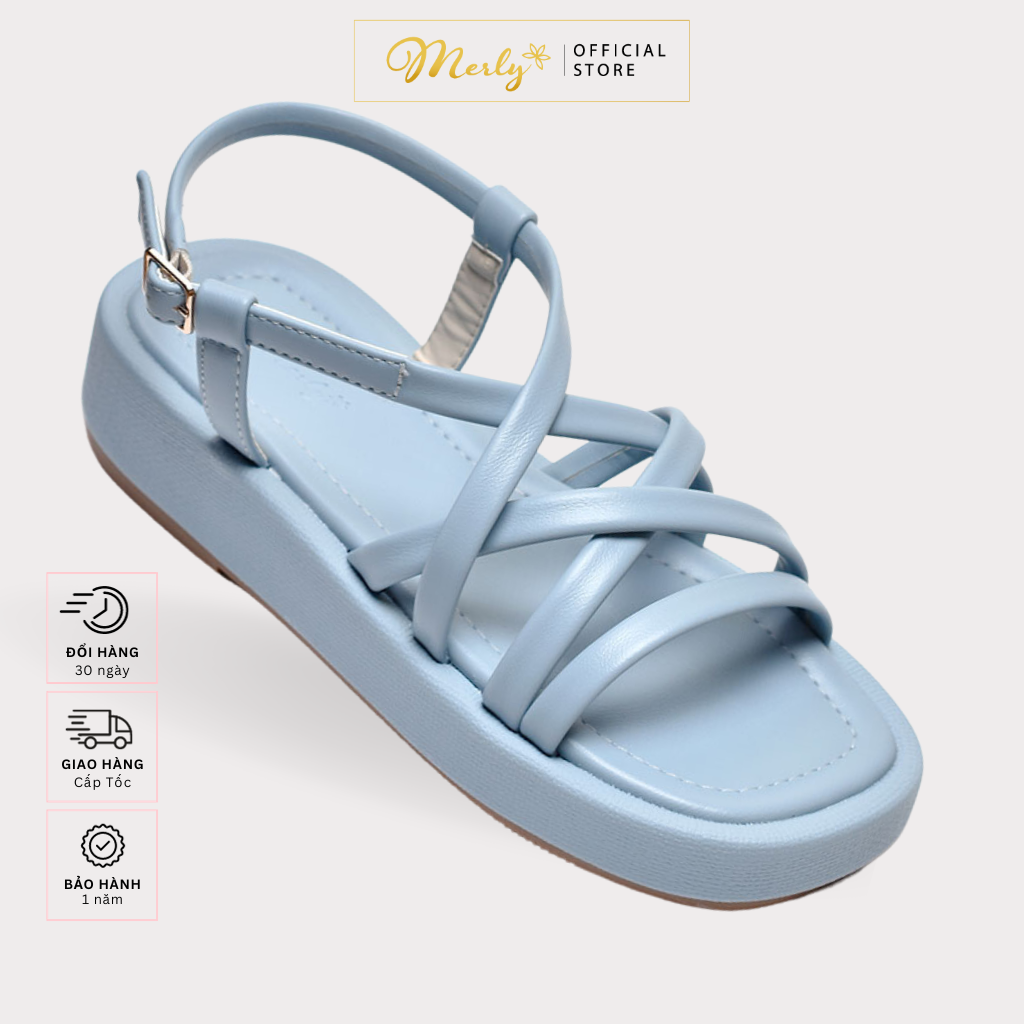 Sandal Dây Đế Bánh Mì Dây Mút Phồng Đế Cao 4cm Merly 1505, Giày Sandal Nữ, Xăng Đan Bánh Mì Nữ, Giày Sandal Big Size, Sandals Bánh Mì Nữ Chính Hãng