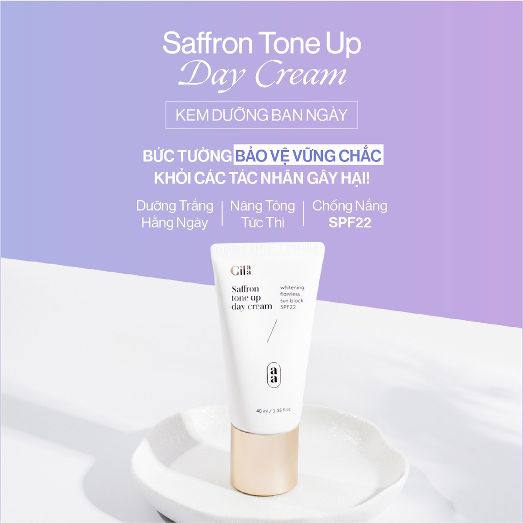 Kem dưỡng da ban ngày giúp nâng tông và chống nắng Gilaa Saffron Tone Up Day Cream 40ml