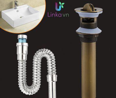 Đầu xả lavabo đồng kèm dây nối – Màu sắc cổ điển