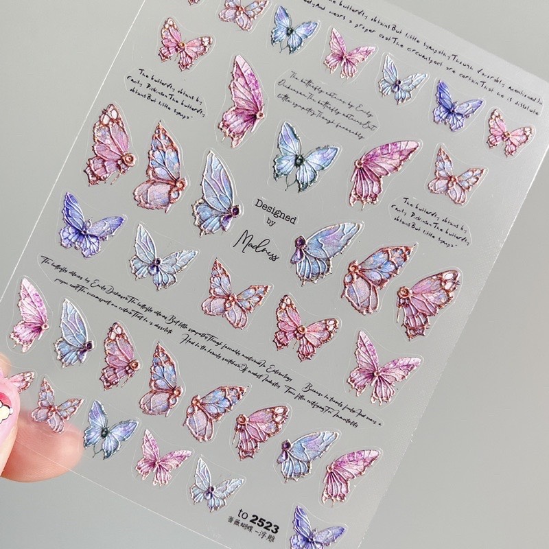 Sticker lụa 5d mẫu hoa cao cấp dán móng tay nail
