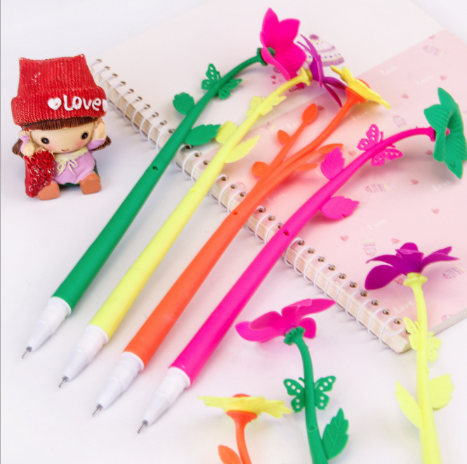 Bút mực gel có nắp hình bông hoa dễ thương - bút bi bông hoa