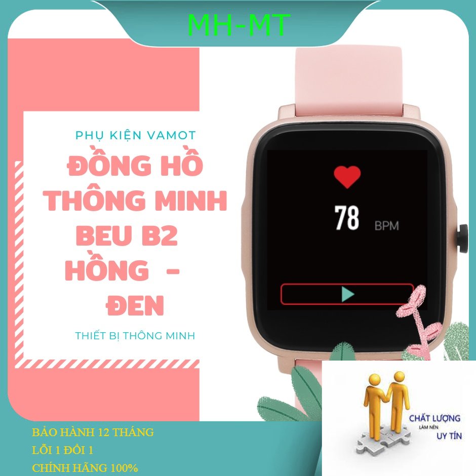 Đồng hồ thông minh beu b2 hồng - đen