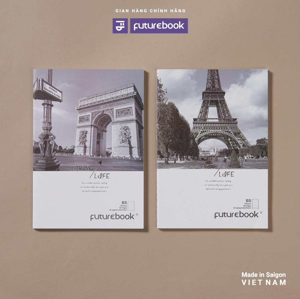 Sổ may chỉ travel b5 80 trang dòng kẻ ngang 100gsm. phong cách nhật bản. vpp futurebook. giao mẫu ngẫu nhiên.