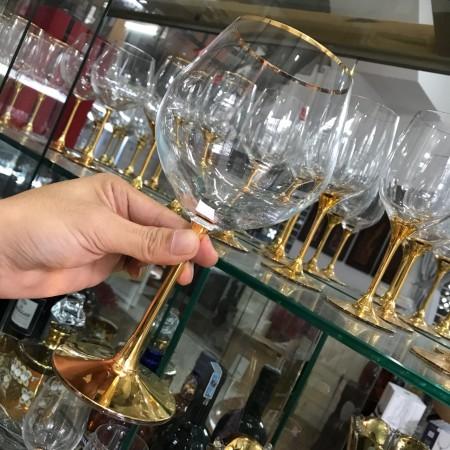 Bộ 6 ly pha lê uống rượ.u vang 650 ml mạ vàng 24k Tiệp Khắc