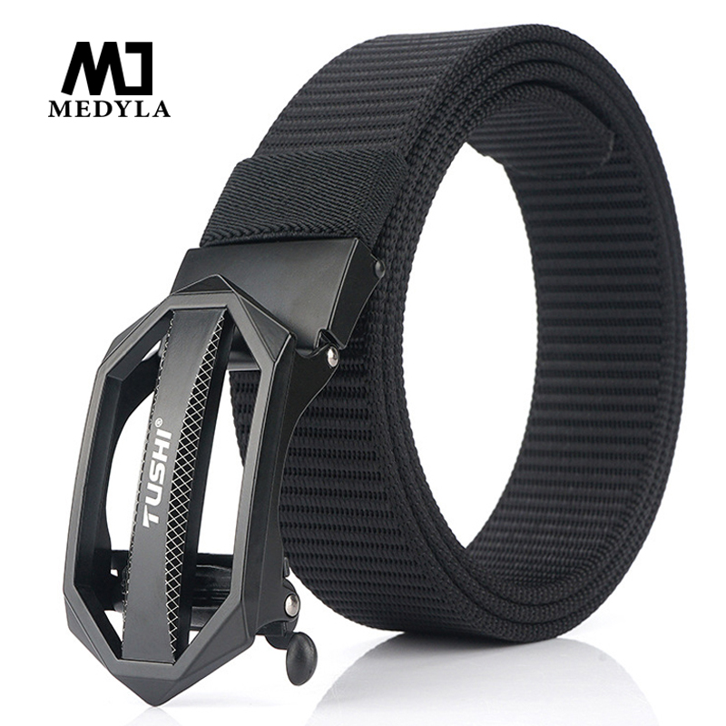 Thắt Lưng Nam MEDYLA 2023 Mới, Thắt Lưng Vải Nylon Chiến Thuật Ngoài Trời Có Khóa Trơn Tự Động