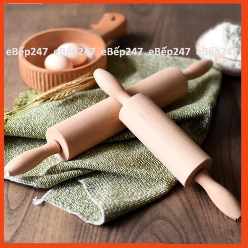 Cán lăn bột gỗ không dính cao cấp có trục xoay 38cm - 42cm - eBếp247