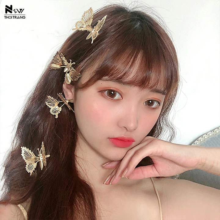 Set 2 Kẹp Tóc Cánh Bướm Chuyển Động Lấp Lánh - New Thoi Trang