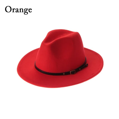 DOYOURS Vintage with Belt Buckle Wide Brim Autumn Winter Panama Jazz Hat Felt Fedora Hats Outback Hat Cowboy Hat (12)