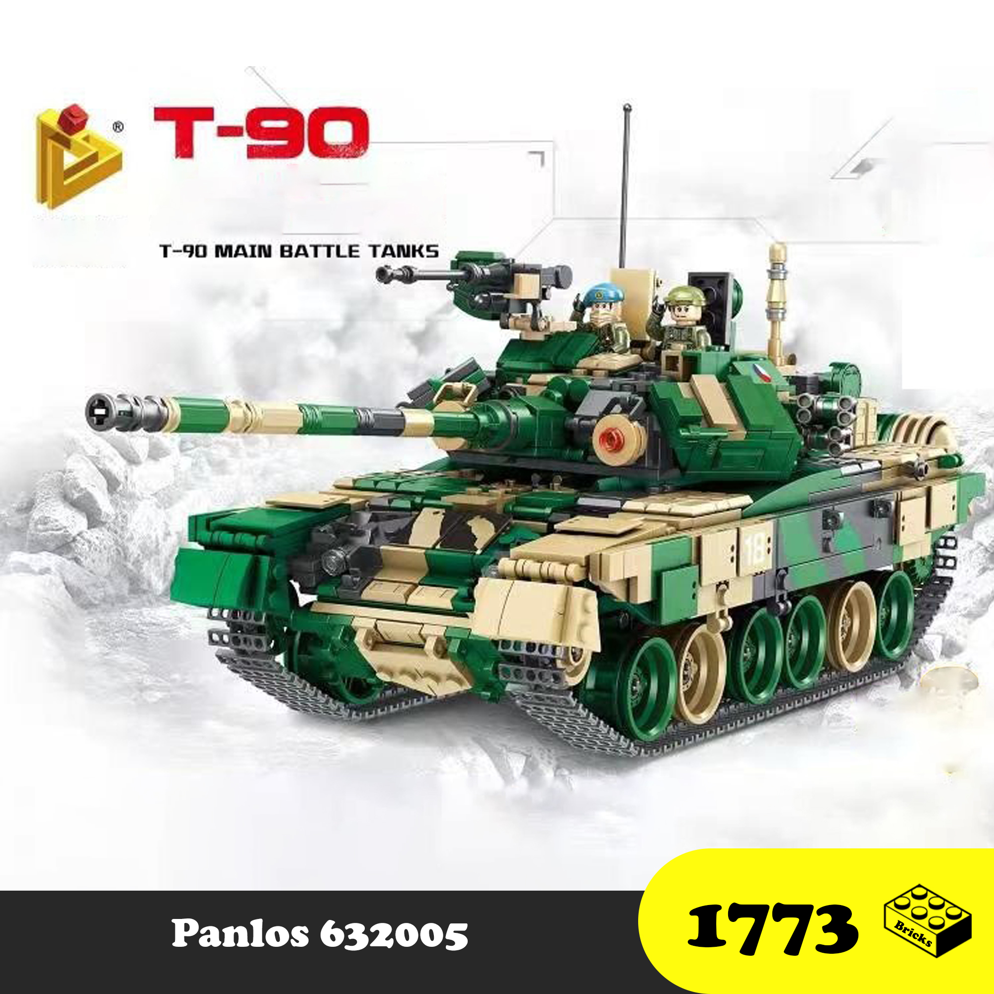 Đồ chơi Lắp ráp Xe tăng Nga T-90, Panlos 632005 Xếp hình thông minh, Ghép hình Tank Russia, 1773 Mảnh ghép
