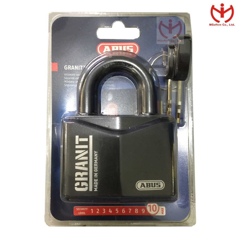 Ổ khóa ABUS Granit 37RK/70 thân thép rộng 70mm phủ black granit 2 chìa khóa 1 chìa có đèn - MSOFT