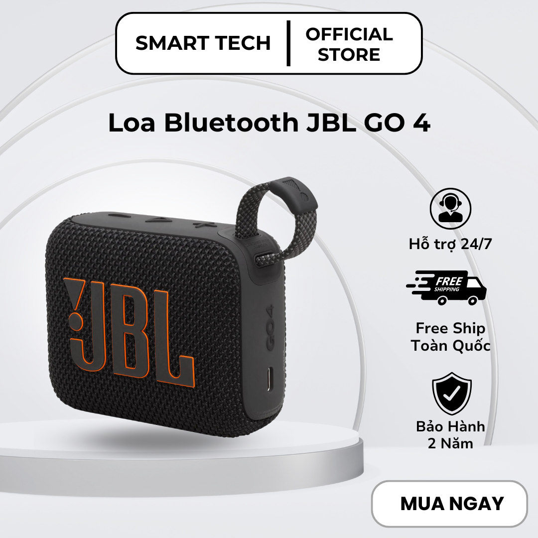  Loa Bluetooth JBL Go4 - Công Nghệ JBL Pro Sound - Công Suất 4.2W - Âm Thanh Bass Trầm Ấm - Kháng Nước IP67 - Thiết Kế Nhỏ Gọn Có Móc Treo - Loa Không Dây Bluetooth 5.3 -. BH 2 Năm 