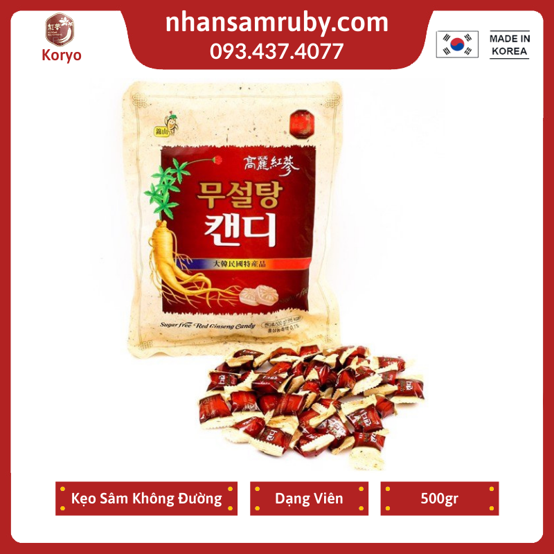 [HCM]Kẹo Hồng Sâm Không Đường 365 Hàn Quốc túi 500g Màu Trắng