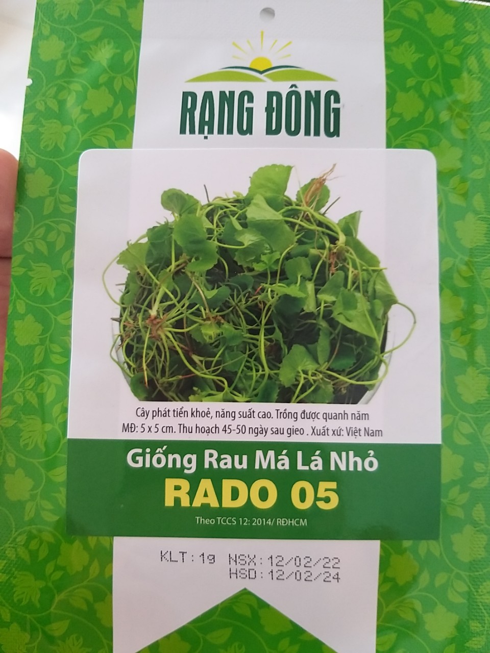 Hạt giống rau má lá nhỏ rado 05 rạng đông gói 1g