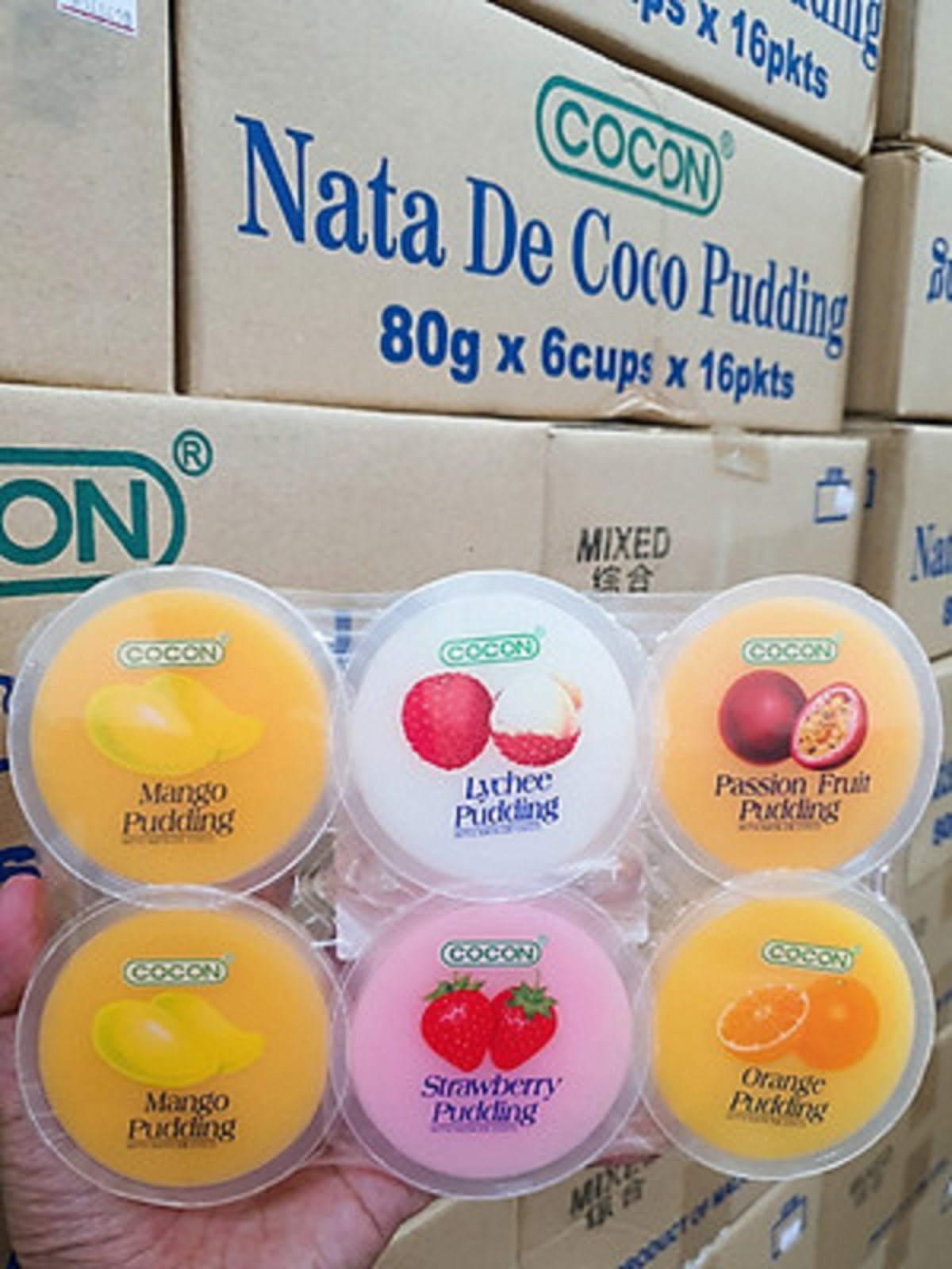Thạch Trái Cây 6 Chén - Cocon Nata de Coco Pudding Assorted 480g SIÊU NGON