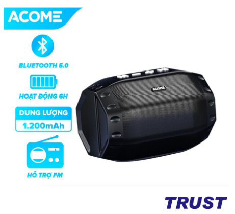 Loa bluetooth acome a2 công suất 5w - hỗ trợ kết nối microsd usb nghe fm - playtime 6h