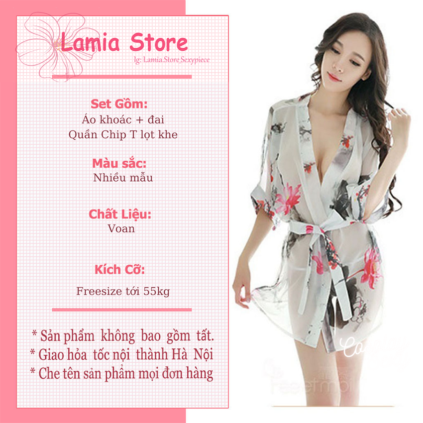 Áo choàng ngủ sexy nữ kimono vải voan cát nhiều mẫu - áo khoác ngủ sexy ach005