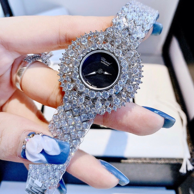 Đồng hồ nữ cao cấp đồng hồ nữChopardS01916 Happy Diamond-máy pin-Thép không gỉ-size 36mm-viềng đính đá-Full Box