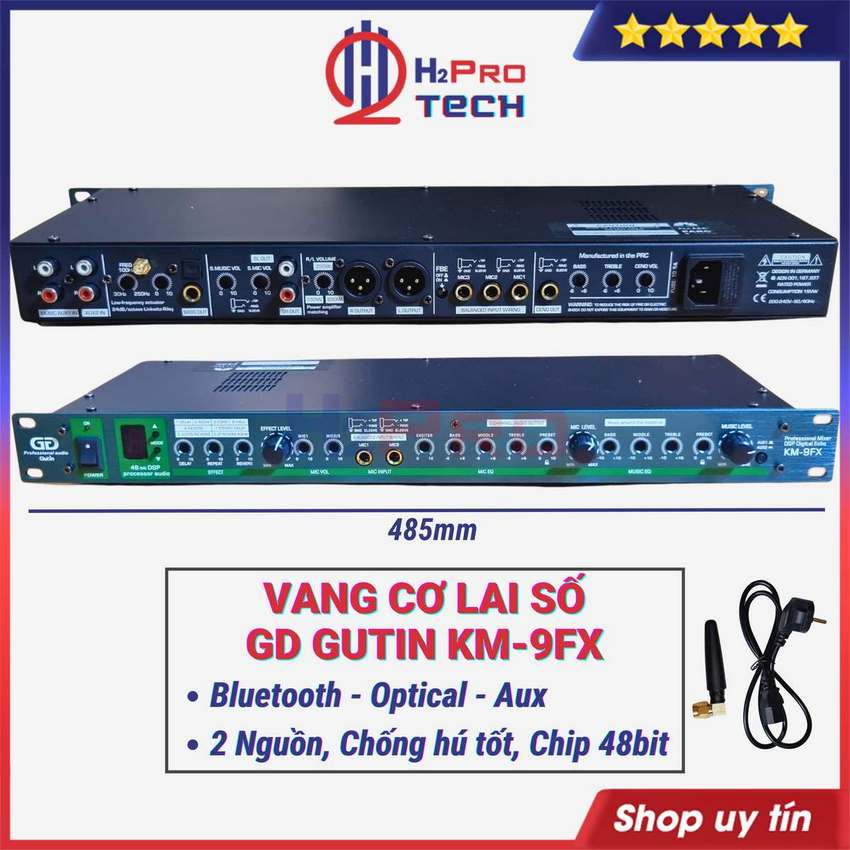Vang cơ lai số gd gutin km-9fx 2 nguồn đời mới, chống hú, bluetooth - optical, chip âm thanh 48bit dsp - h2pro tech