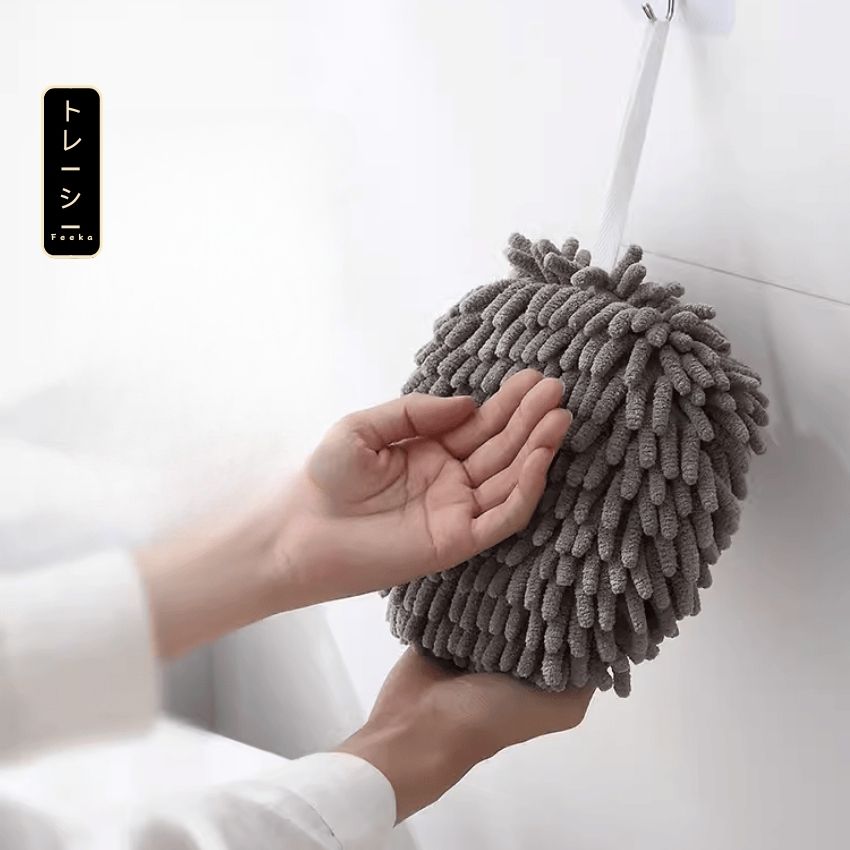 Khăn lau tay có móc treo bếp vải san hô, khăn lau bếp cao cấp có móc treo siêu thấm