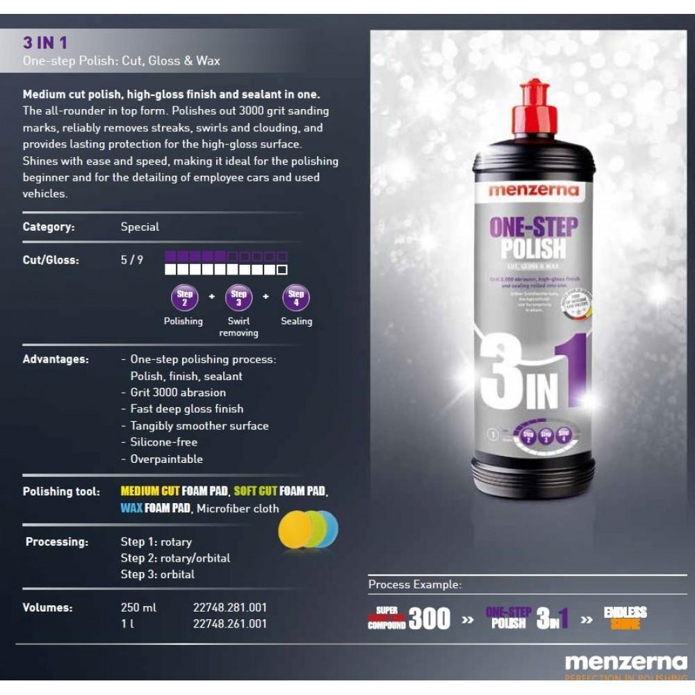 Menzerna 3 in 1 - xi, pát đánh bóng nhanh 1 bước kết hợp - đánh bóng + hoàn thiện + wax - 1l