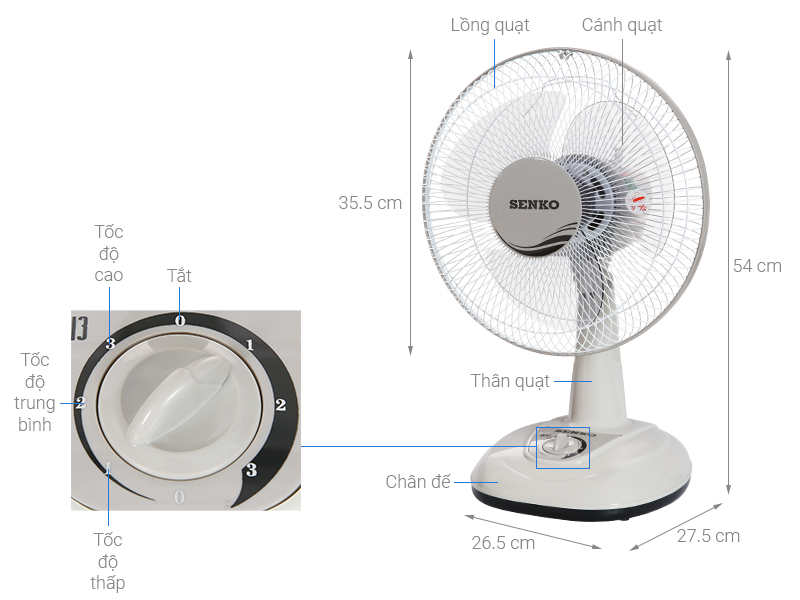 [HCM]Quạt bàn senko B1213 - giao màu ngẫu nhiên