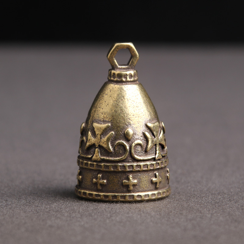 Tượng Nhỏ Phong Thủy Bằng Đồng Kiểu Dáng Hình Chuông Thập Giá (Kích Thước: 3.1cm x 1.8cm)