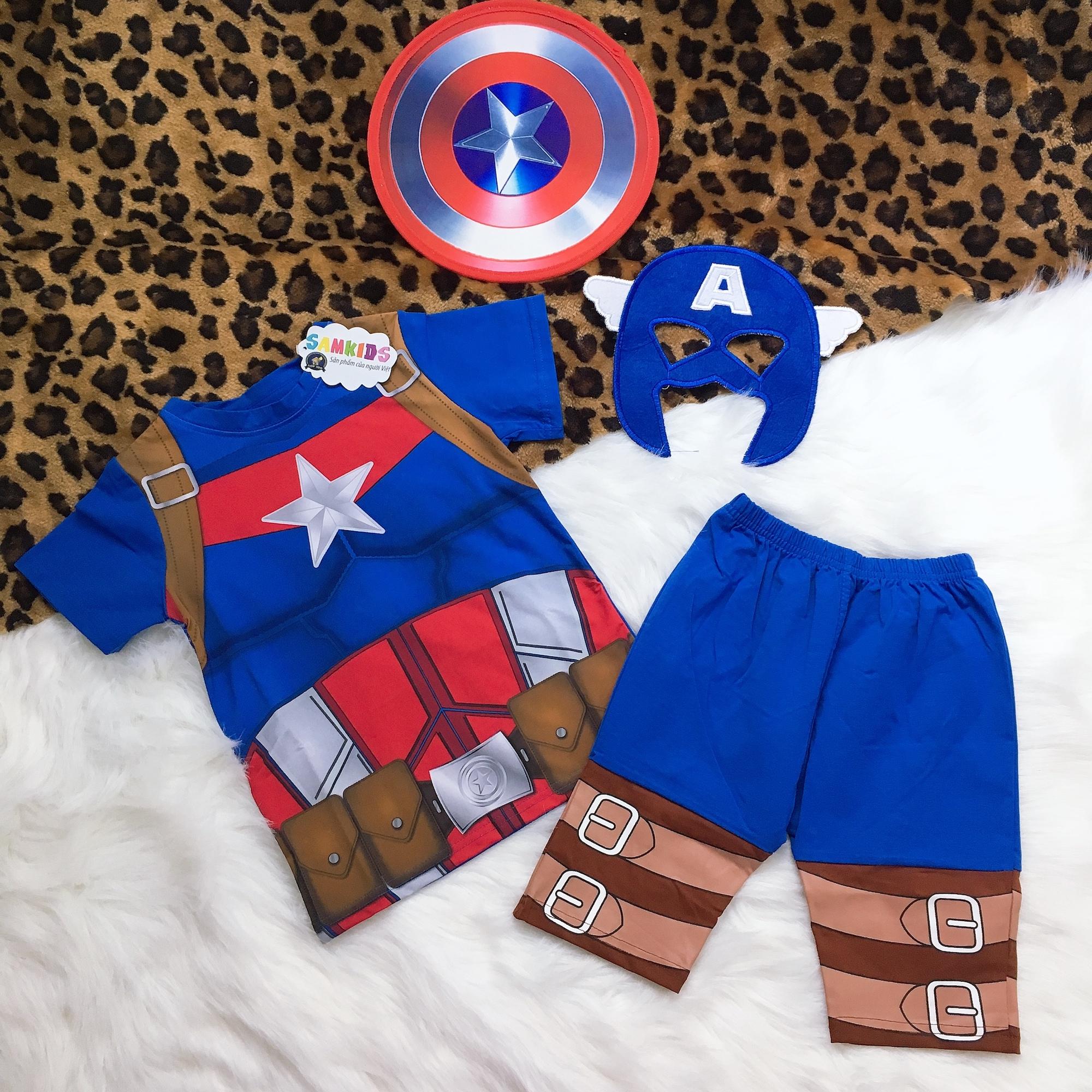 [HCM]Bộ Captain Lửng Kèm Khiêng Mặt Nạ SAMKIDS 11-30kg