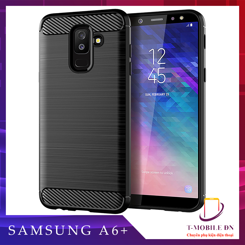 Ốp lưng Samsung A6+ / A6 Plus ốp silicone mềm Carbone phay xước chống sốc chống vân tay