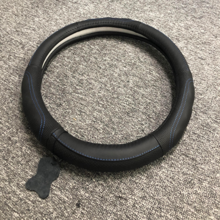 Bọc vô lăng da thật 100% nguyên tấm cao cấp dùng cho ô tô, xe hơi Z917DCX đường kính 37.5-38cm ( Màu đen chỉ xanh)