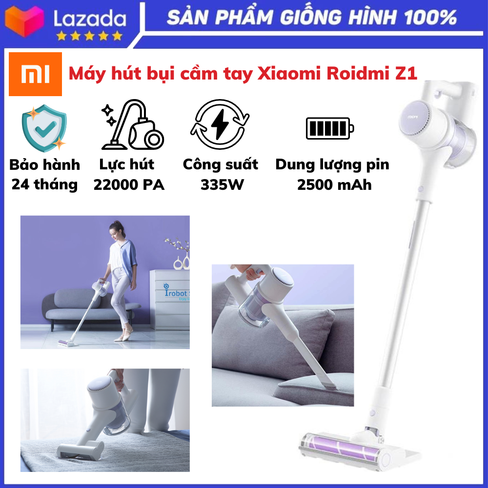 Máy hút bụi cầm tay xiaomi roidmi z1, công suất 335w, lực hút 22000pa, nhỏ gọn dễ cầm tay di chuyển, máy hút bụi xiaomi, máy hút bụi mini, bảo hành 24 tháng