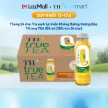 Thùng 24 chai Trà xanh tự nhiên Không Đường Hương Đào TH true TEA 350 ml