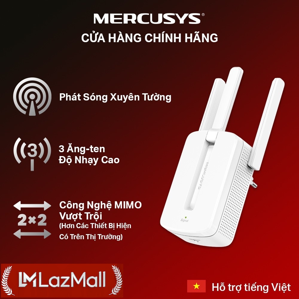  LazMaII Flash Sale HÔM NAY HÀNG CÔNG NGHỆ Bộ Kích Sóng Wifi 3 Râu Mercusys  wireless 300Mbps  Cực Mạnh Cục Thu Phát Hút Mở Rộng Sóng Wifi Chính Hãng -  GIẢI PHÁP LOẠI BỎ CÁC "ĐIỂM CHẾT" WIFI 