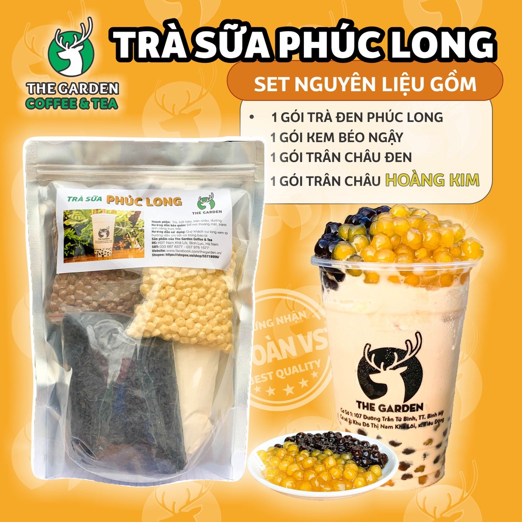 Set trà sữa tự pha phúc long, nguyên liệu làm trà sữa thái xanh, thái đỏ 6-8 ly the garden