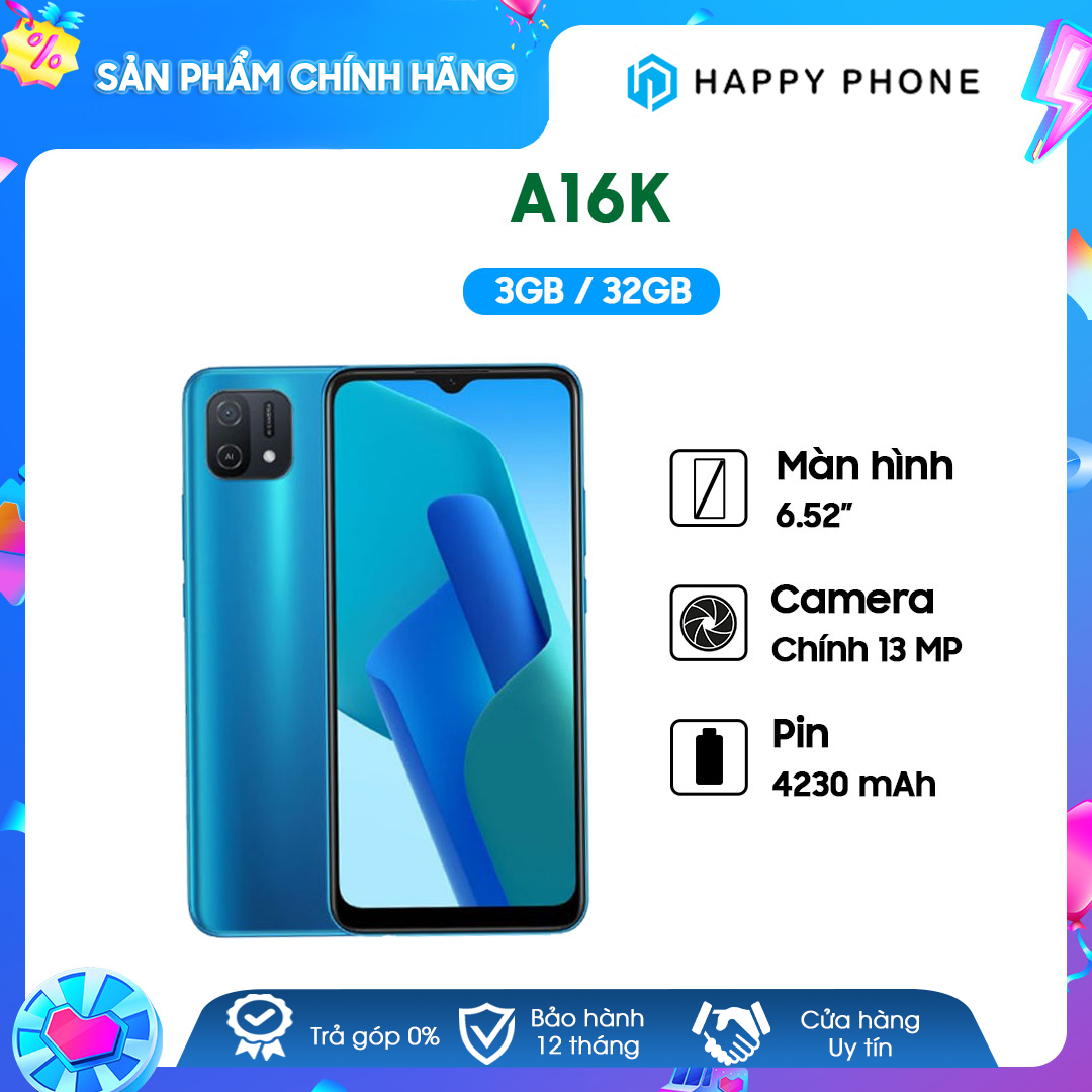 Điện thoại oppo a16k - hàng chính hãng, mới 100%, nguyên seal | bảo hành 12 tháng