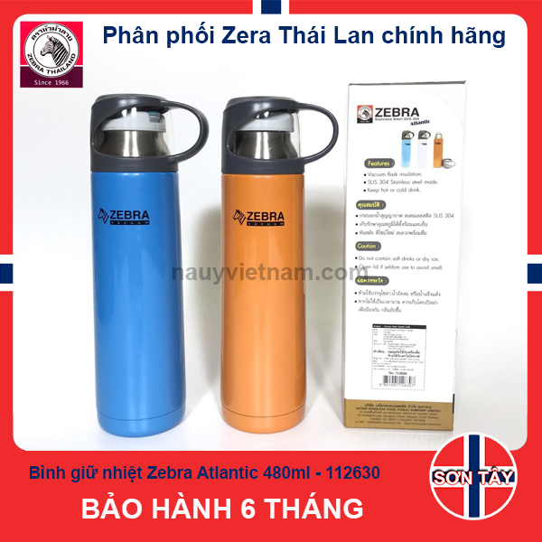 [ ZEBRA THÁI LAN ] BÌNH GIỮ NHIỆT ATLANTIC 480ML - 112630, INOX SUS 304