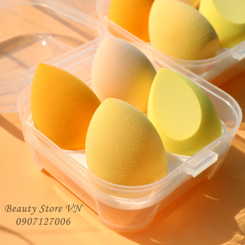 Set 4 bông mút tán nền trang điểm cao cấp puff blending sponge