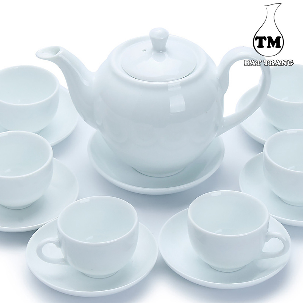 Bộ Ấm Chén Men Trắng Minh Long Bọc Đồng Gốm Sứ Bát 600ml Tràng-