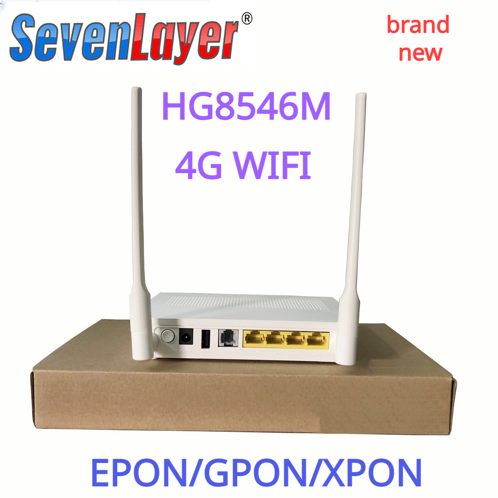 2026 HG8546M EPON GPON ONU FTTH Gigabit Modem router Bare Metal + Adapter 1GE + 3FE + 1tel + Wifi With English Software